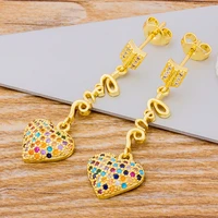 aibef fashion statement earrings heart letter love cz earrings for women hanging dangle earrings drop earring female jewelry