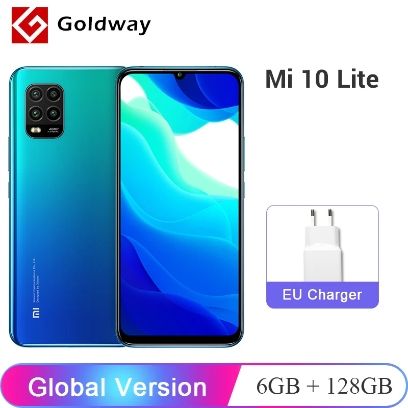 Глобальная версия Xiaomi Mi 10 Lite 5G 6 ГБ 128 смартфона Snapdragon 765G 8 ядерный 48 Мп ИИ Четыре