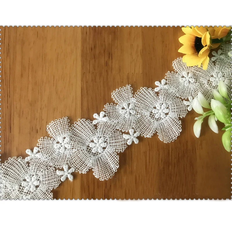 

3 yards 55mm Milk Silk Water Soluble Embroidery Lace Ribbon for DIY Bowknot Sewing Clothing Dress Material Accessories