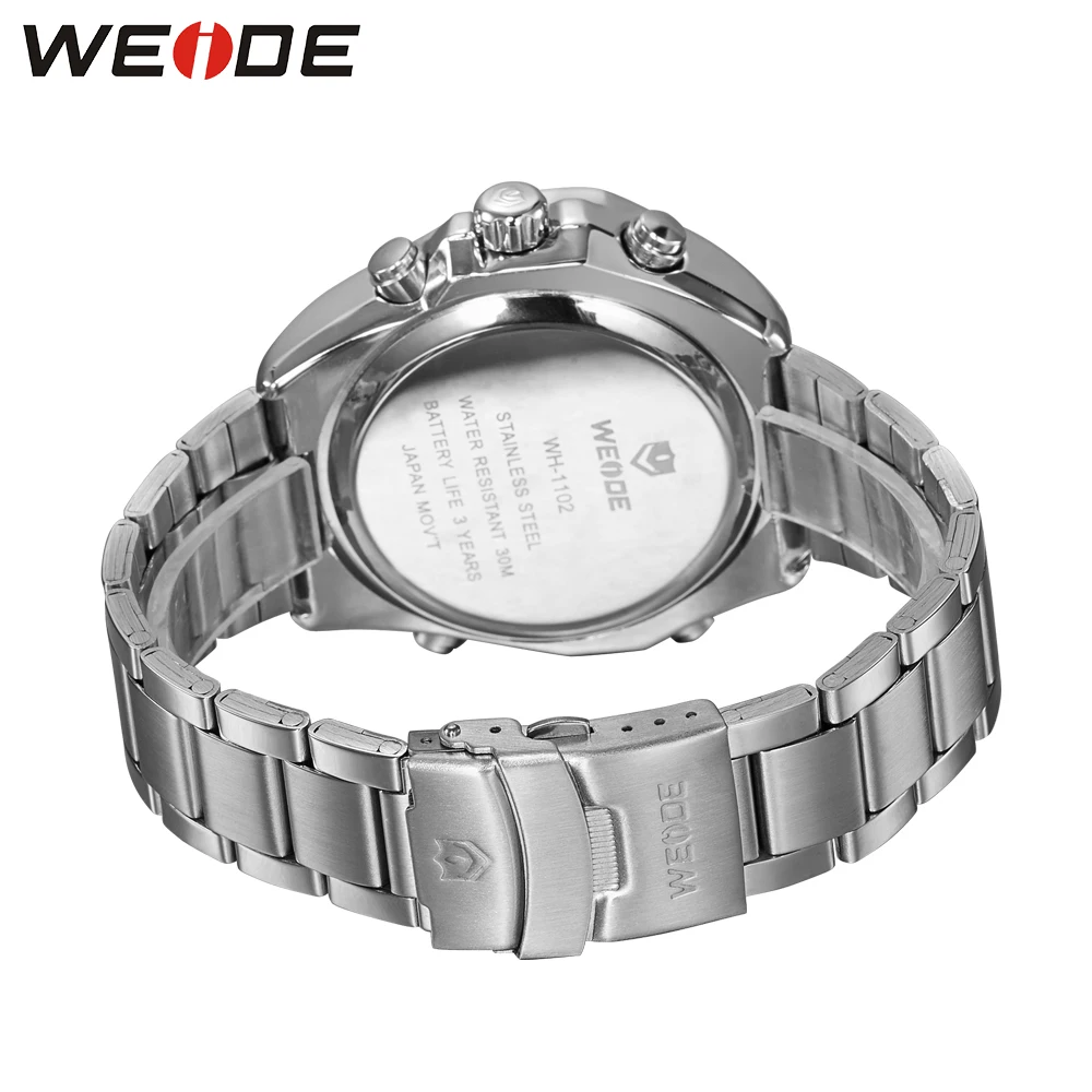 WEIDE мужские модные роскошные кварцевые часы с ремешком из нержавеющей стали