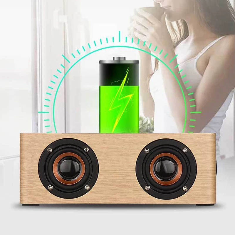 

Retro Wood Multifunctional Bluetooth Speaker Alarm Clock Wireless Charger Sound Column Subwoofer Music Surround Sound