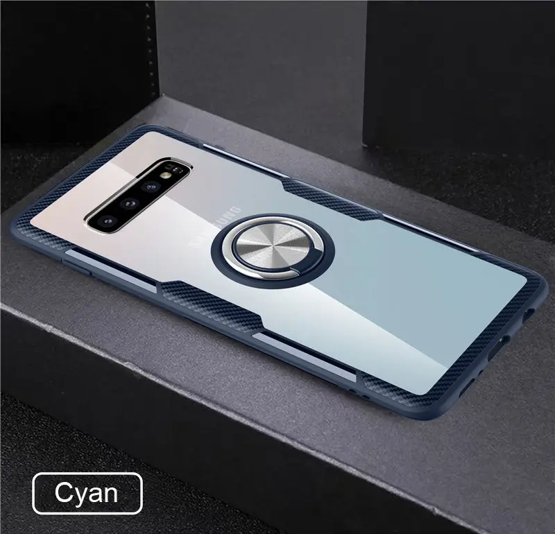 Cyan S10 чехол для samsung Galaxy S10 S9Plus Note9 автомобильный магнитный держатель-кольцо для пальца подставка задняя крышка для samsung S10 Plus чехол S10Lite - Цвет: Cyan
