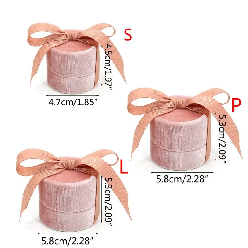 

Pendant Necklace Jewelry Box Round Bowknot Wedding Ring Earrings Display Case WXTE