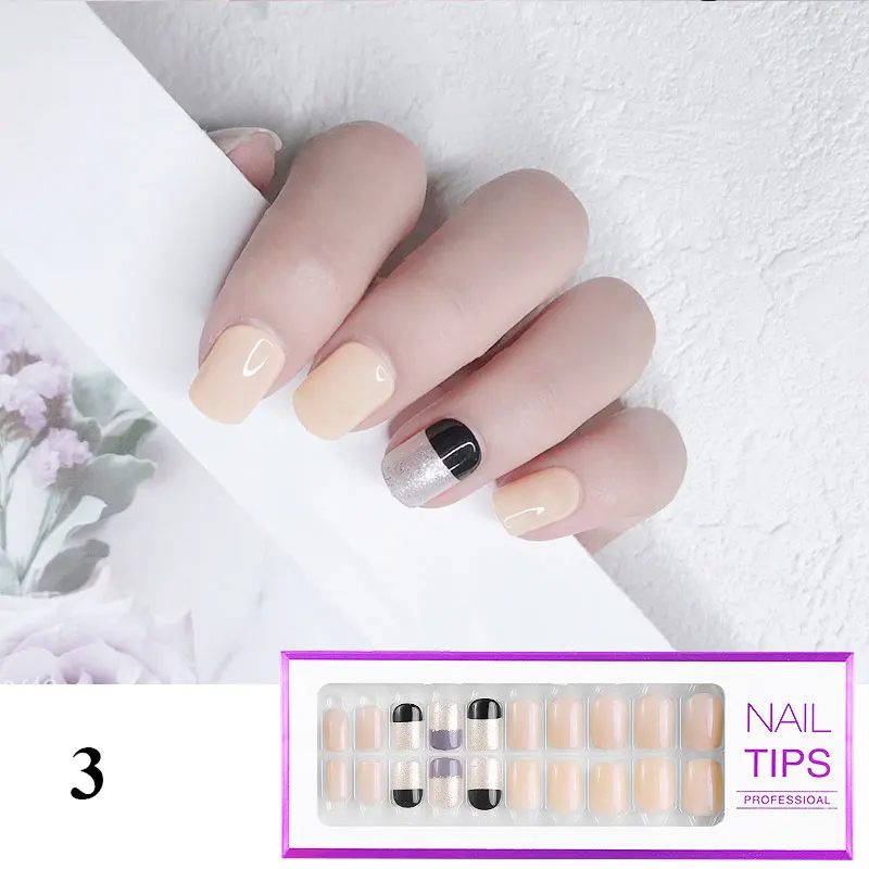 

30Pcs/Set Reusable False Nail Tips Set Full Cover Shiny Matte Nail Tips With Designs Press On Nails Art Fake Extension Tips