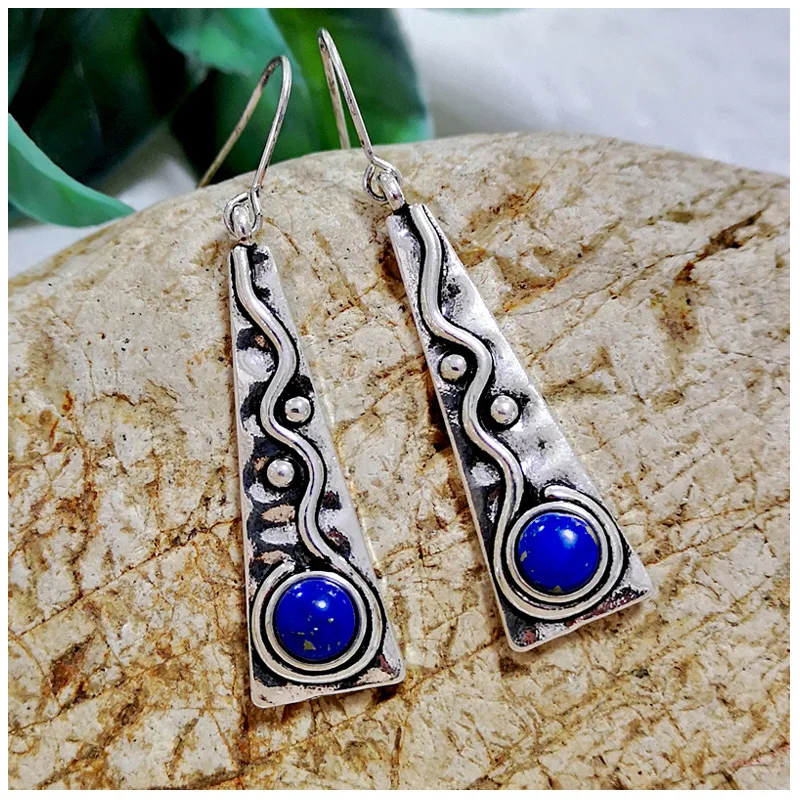 Винтажные Большие Подвески в виде геометрических фигур синий/красный