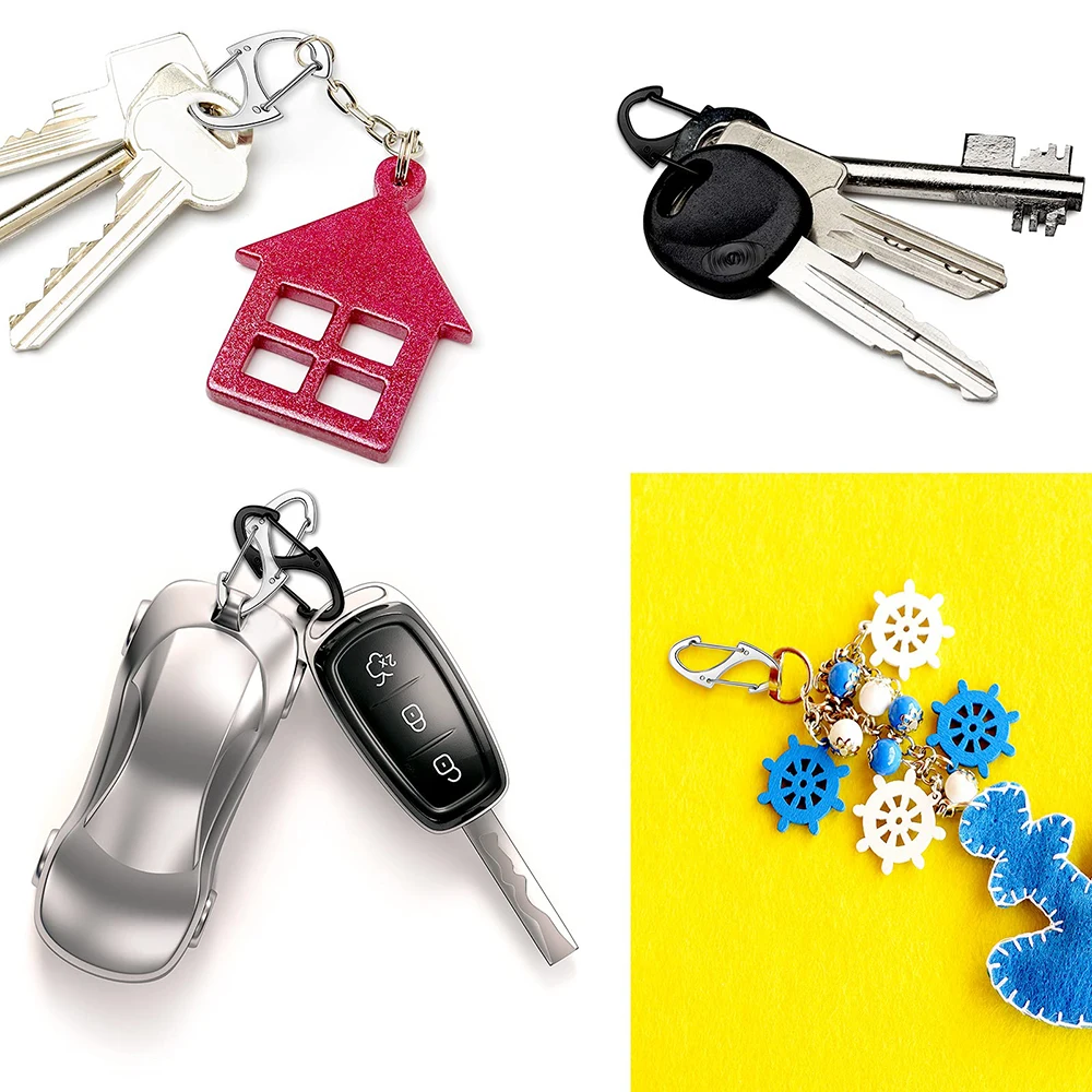 5Pcs Locking Carabiner Keychain 8 Ring Quick Release Clip Metal Buckle Tactical EDC Tools Hiking Climbing Hunting Accessories