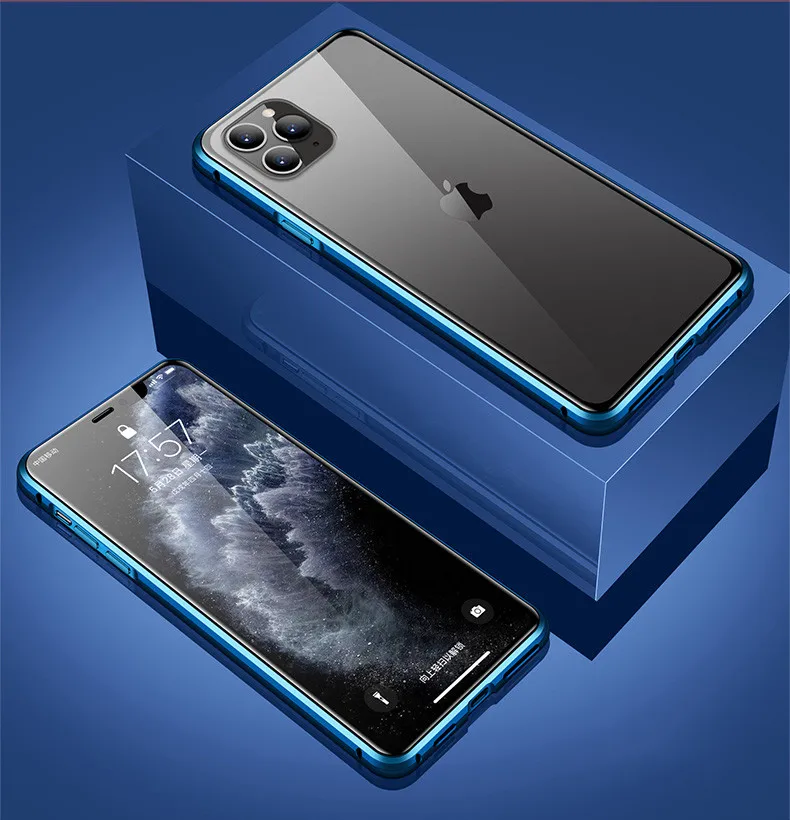 Магнитный чехол для iPhone 11 X Xr Xs Max 6 6s 7 8 Plus, противоударный чехол для iPhone 11 Pro Max, задняя крышка из закаленного стекла