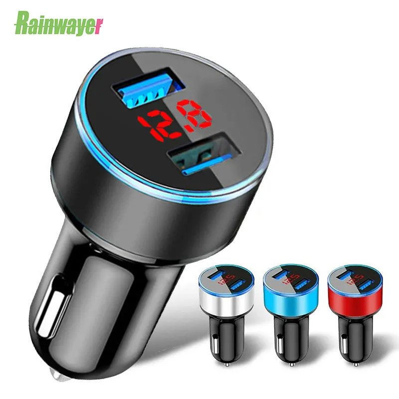 

Universal 5V Dual USB Car Charger With LED Display Phone Car-Charger 3.1A USB Charging for Xiaomi Samsung S8 iPhone X 8 Plus