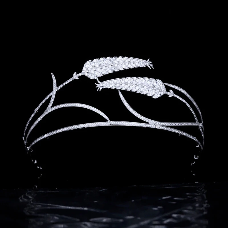 

European Brides Gold Flower Zircon Hairbands Crystal Tiara Crowns Wedding Hair Accessories Birthday Gift