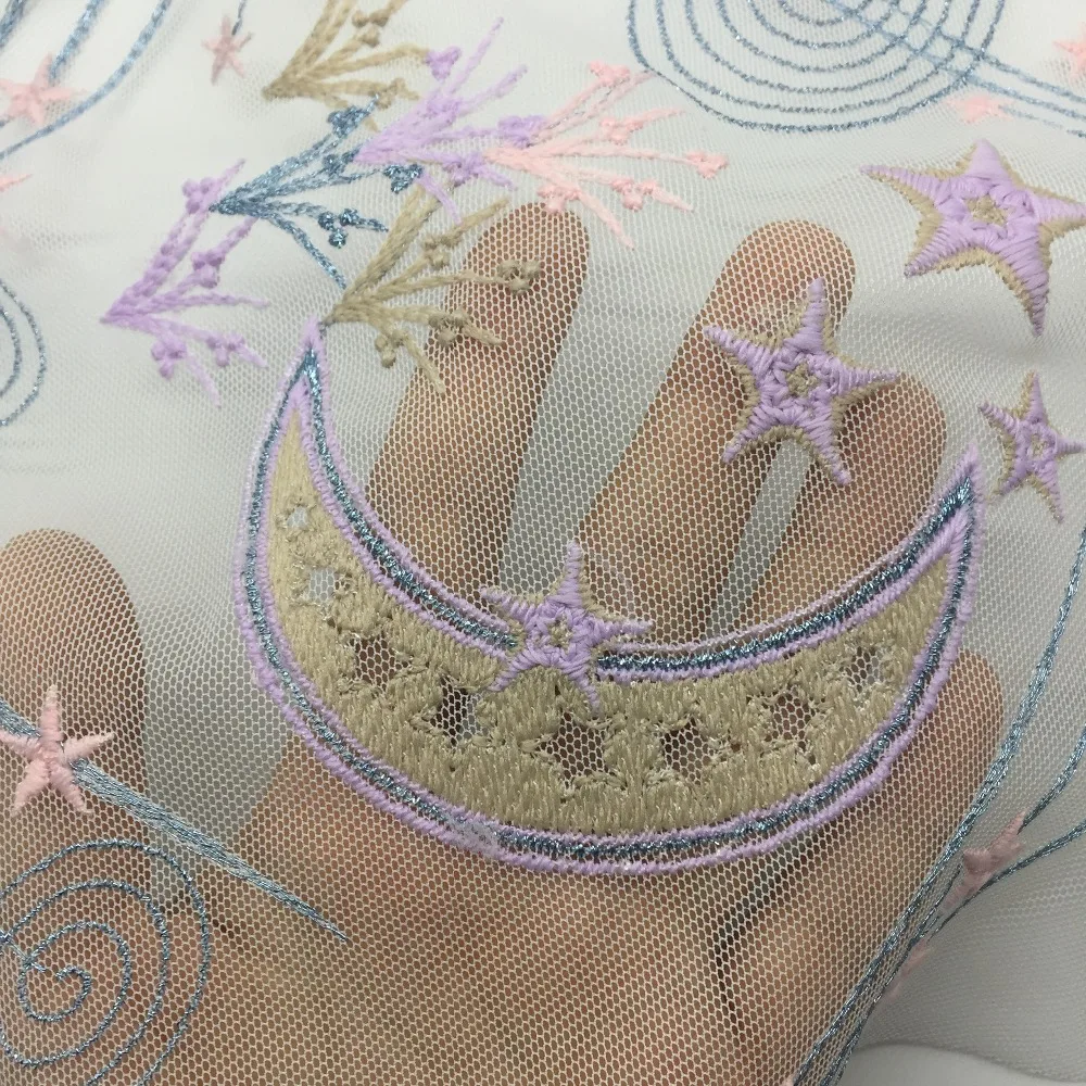 Детское платье, юбка, сделай сам, материал, солнце, луна, звезды, узор, милый яркий карамельный цвет, вышивка, пряжа, ткань в небесном стиле S0658L