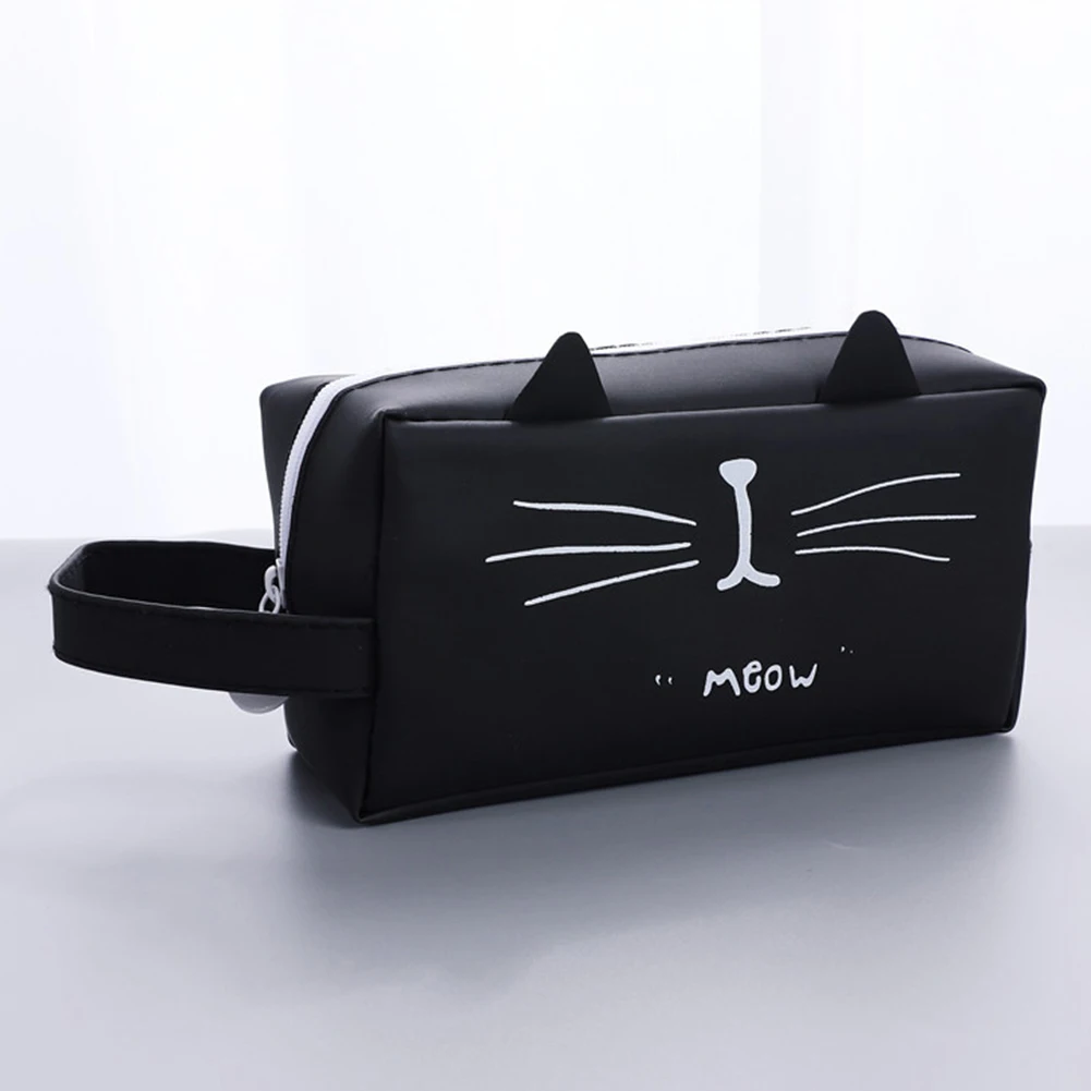 Новинка мультяшный студенческий пенал с принтом кота чехол для ручки макияжа на