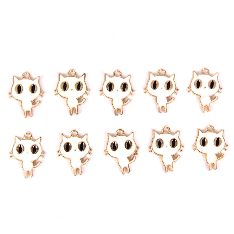 

10PCS Fashion Charms Cute Cat Enamel Charms For Jewelry Making Bracelet Necklace Earings Fashion Jewelry Womens Accessories