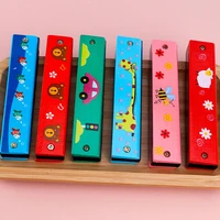 6pcs wooden harmonica plaything children creative educational musical wooden painted harmonica musical toys random style