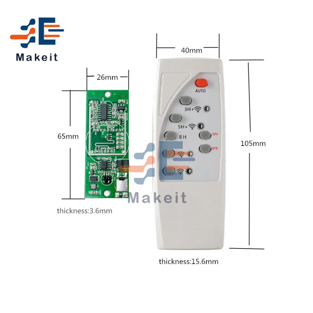 3.7V 7.4V Microwave Radar Human Body Induction Solar Controller Light Circuit Board Adjustable Sensor Module with Remote Control