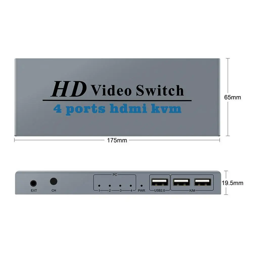 

4 In 1 Out HDMI-compatible KVM Switch Box Switch 4 Ports For 2 Computers Share Keyboard Mouse And 4k 30Hz HD Monitor