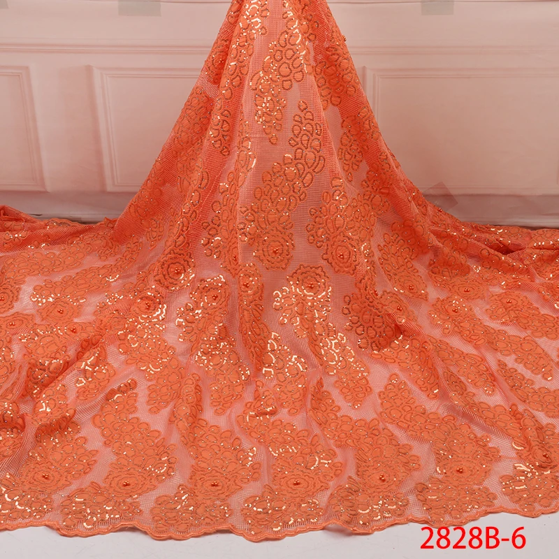 Nigerian Tulle Lace with Sequins African Net Fabric High Quality Latest French Mesh Fabrics for Party Dress APW2828B | Дом и сад