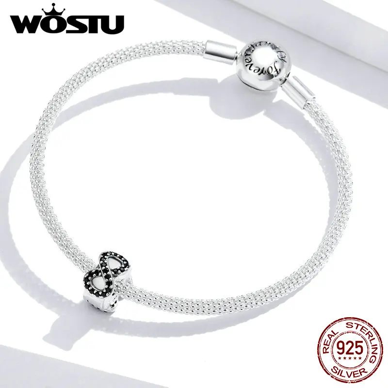 Бесконечность стопор WOSTU 100% 925 пробы серебро Бесконечная любовь форма пробки