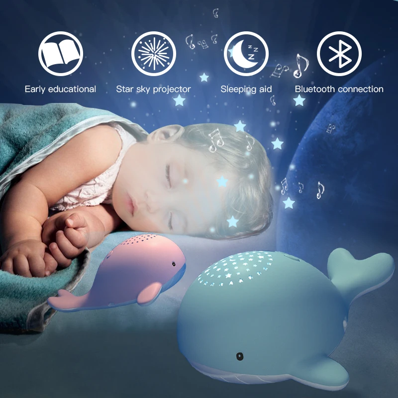 Night Lights for Kid Star Sky Projector Toy Baby Musical Mobile Light USB Charging Bluetooth Remote Control Infant Birthday Gift | Игрушки и