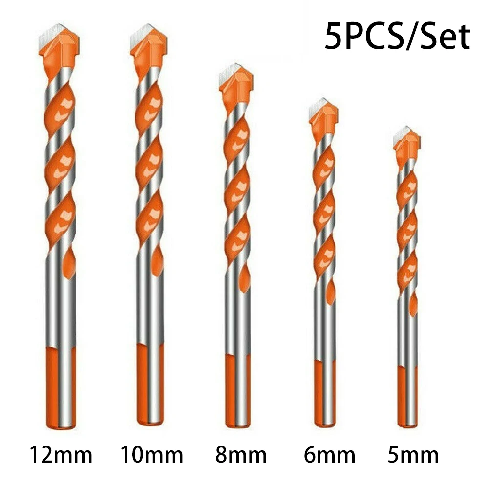 

5 Pcs Drill Bit Multifunctional Alloy Drill Bit For Tile Concrete Brick Glass Plastic Wood Stone Drilling Bit Tools 5/6/8/10/12m