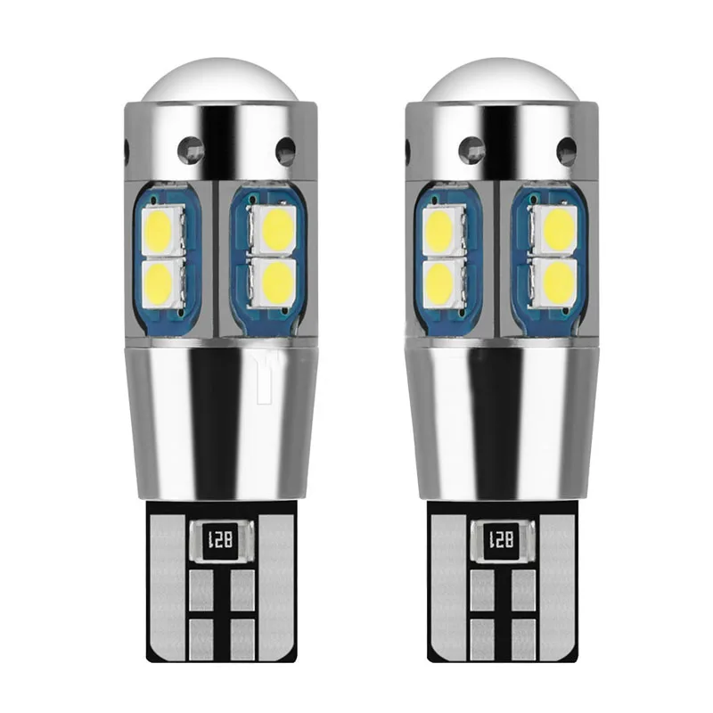 

10-50pcs CANbus Led T10 3030 10smd Decoding Width Indicator Wide Voltage High Brightness CANbus Lamp License Plate Lamp white