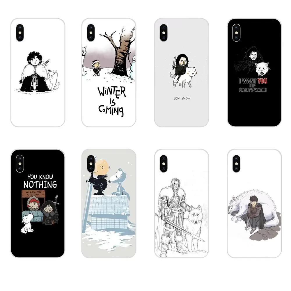 Забавные футболки с принтом Джоном Сноу Игры престолов для Apple IPhone X XS Max XR 4 4S 5 5C 5S SE