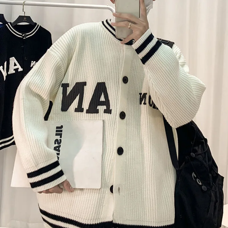 

Neploha Letter Graphic Women Jacket Sweaters 2021 Winter Loose Cardigans For Female Vintage Woman Baseball Outerwear Sweater
