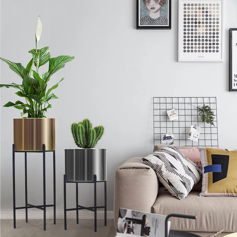 Креативные Круглые золотистые железные цветочные горшки в скандинавском стиле