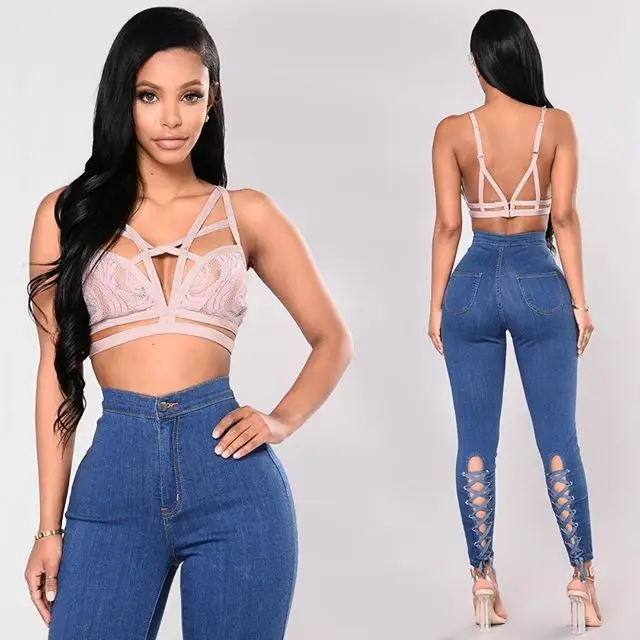 

High Waist Sexy Push Up Skinny Jeans Women Back Lacing Denim Pencil Pants Trousers Lady Plus Size Stretch Celana Jean Wanita New