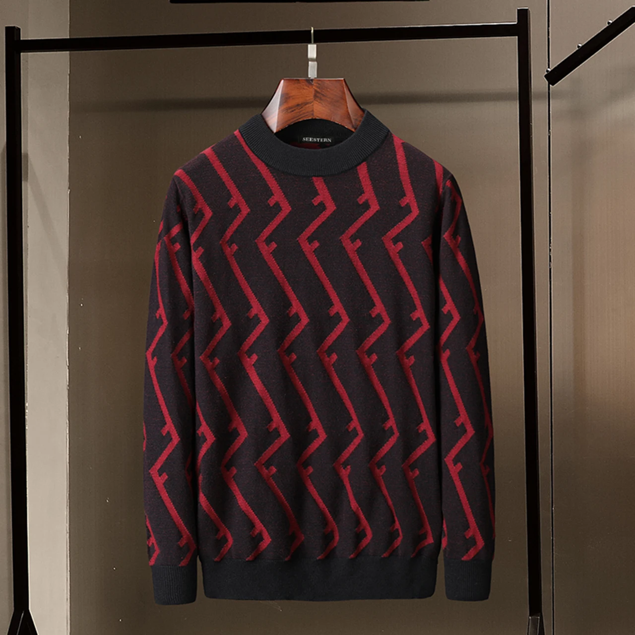 Бренд seestern Новый мужской свитер жаккардовый одежда в полоску и с надписью F узор