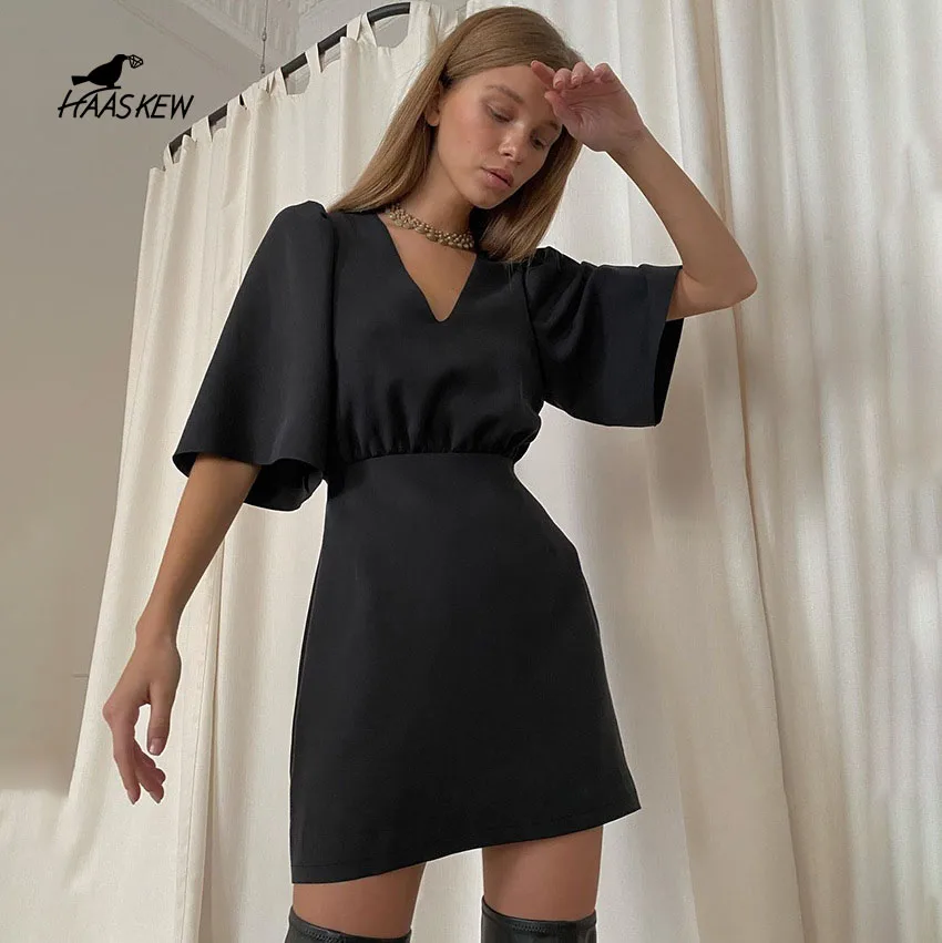 

Luxury Sexy Black Dress Short Summer Dress High Waist Dress Sexy Lady Dress A-line Mini Dress Sexy Dress Women Dresses For Women