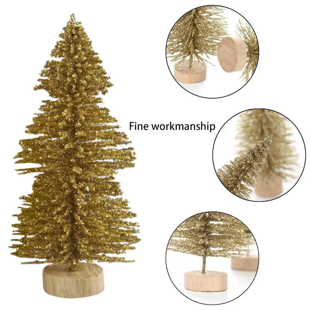 12 шт./компл. мини сизаль снег Мороз Рождественская елка маленькая с деревянной