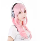 Супер Sonico Supersonico Длинные розовые волосы Омбре термостойкий косплей костюм парик + игрушка гарнитура наушники опора в наличии