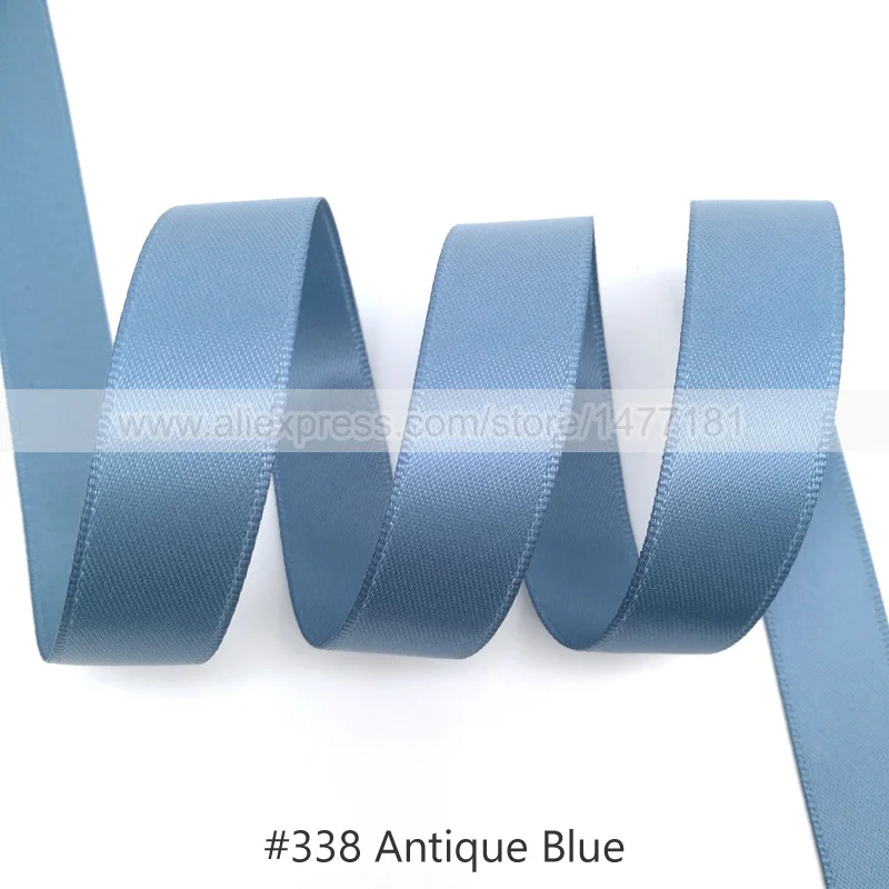 338 Antique Blue 25 Yards) 6 9 16 25 38 50 мм атласная лента Двусторонняя лента высокого качества полиэстер Двусторонняя лента банты изготовление тканей - Цвет: 338 Antique Blue