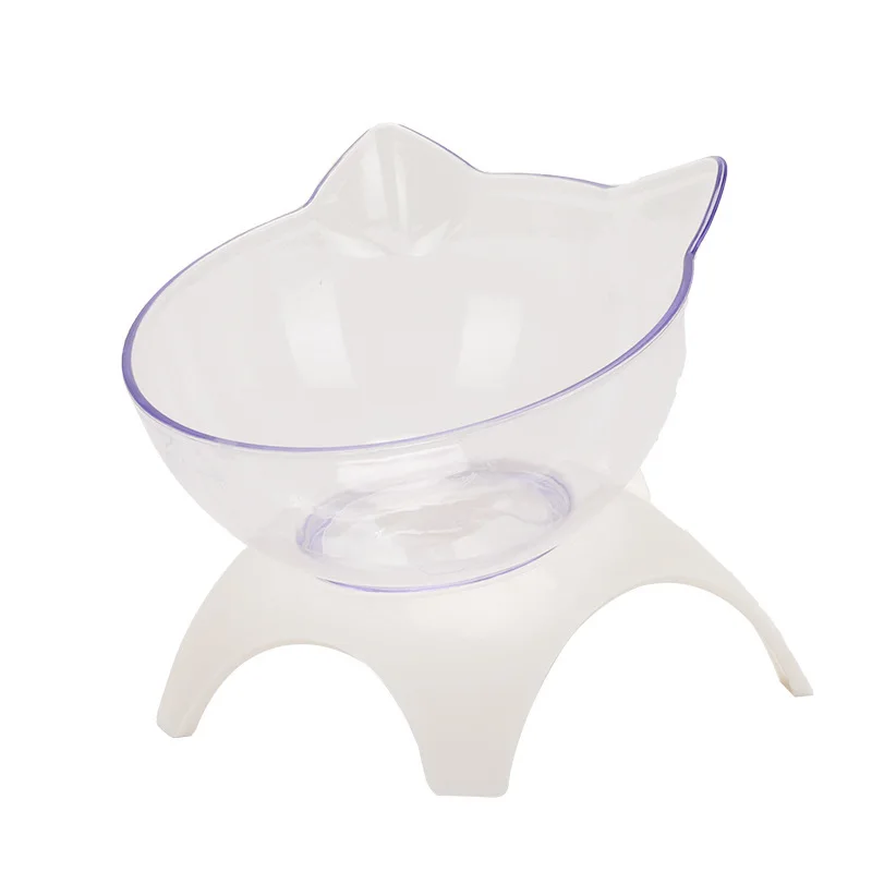 

High Quality Fashion Transparent Plastic Pet Food Bowl Dog Bowl Plastic Neck Guard Single Bowl Cat Bowl Pet Supplies Wholesale