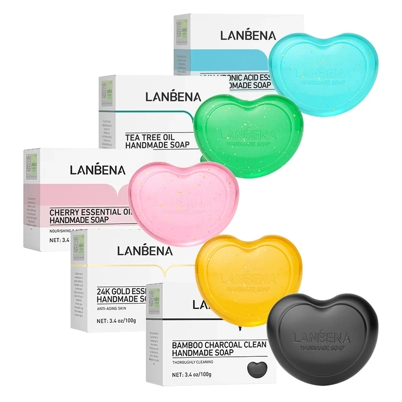 Мыло ручной работы с гиалуроновой кислотой LANBENA Sakura очищающее увлажняющее чайное