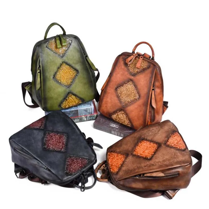 Женский кожаный рюкзак, винтажный рельефный рюкзак Mochila Feminina, повседневный женский рюкзак, женская сумка на плечо, рюкзак для путешествий