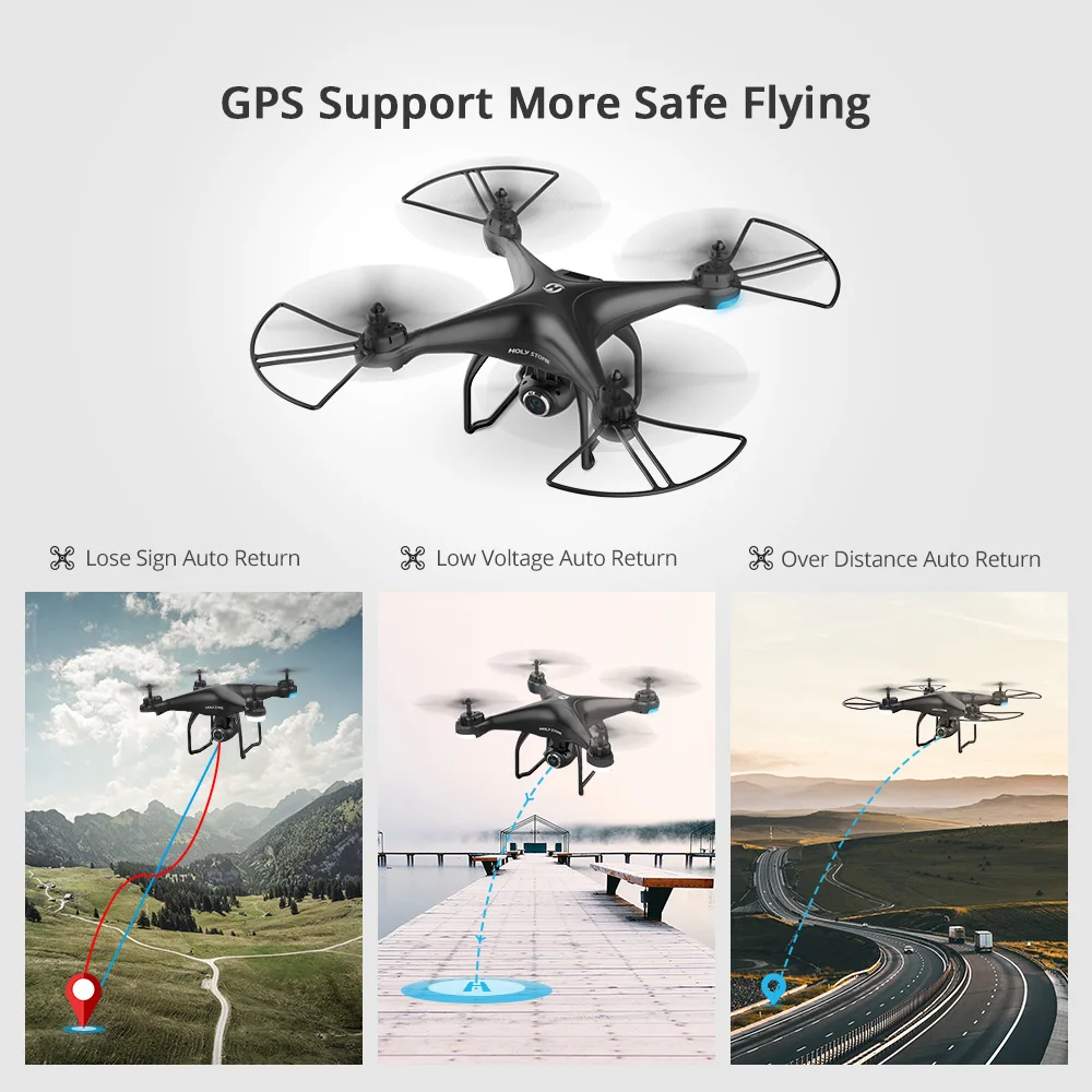 Holy Stone HS120D gps Радиоуправляемый Дрон 150 м wifi FPV 1080p HD камера Запись голоса Tapfly большой радиус действия с Follow Me RC Квадрокоптер 300 м