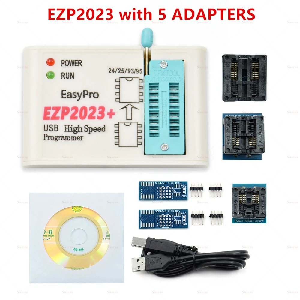 USB-программатор EZP2023 полный комплект + 12 адаптеров поддержка 24 25 93 95 EEPROM флеш-Bios для