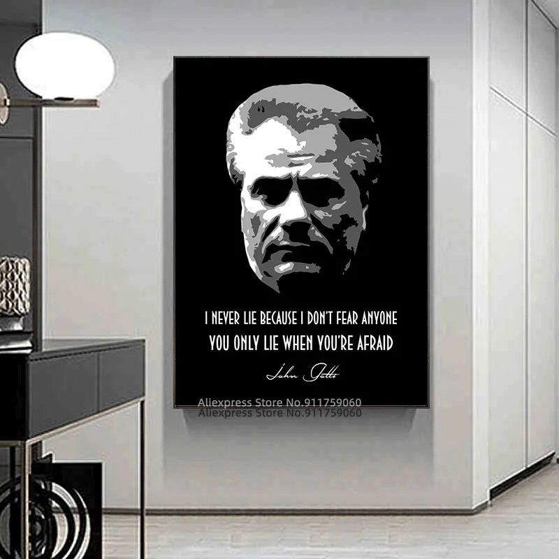 Портрет Джона Готти черно-белая Картина на холсте постеры и принты картины для