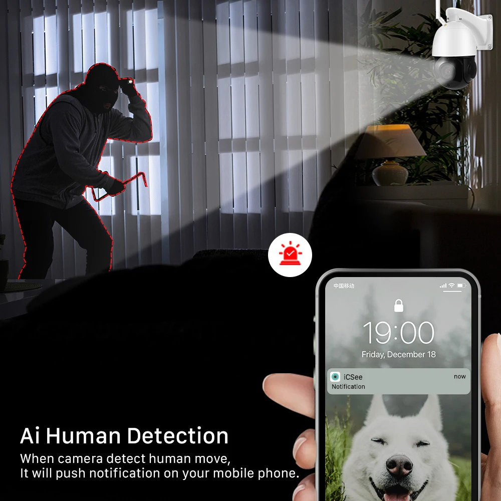 Câmera IP 3MP 5MP PTZ WiFi ao ar livre sem fio 30X com zoom óptico de rastreamento automático IR Night Vision CCTV vigilância