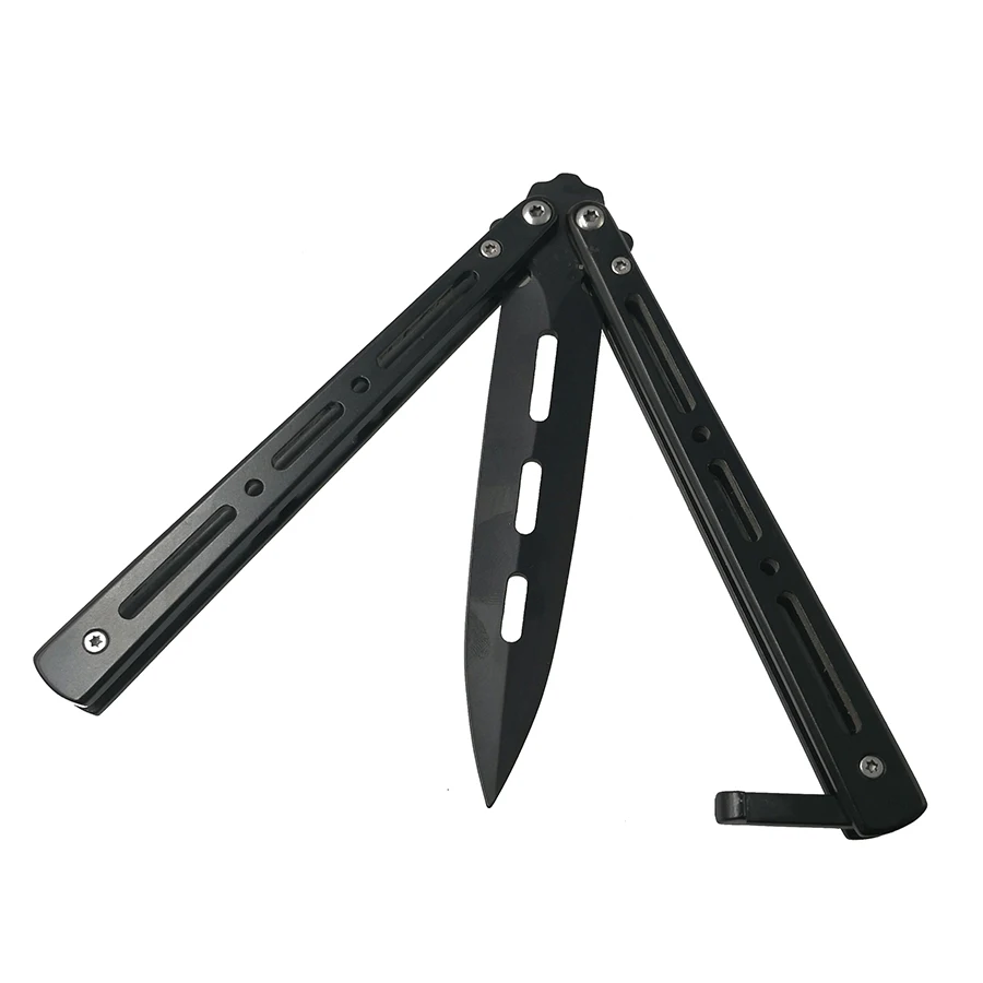 Складной нож Karambit из нержавеющей стали с бабочкой, тренировочный нож, тактический нож для игры в Counter Strike, подарок - Цвет: black jiantou