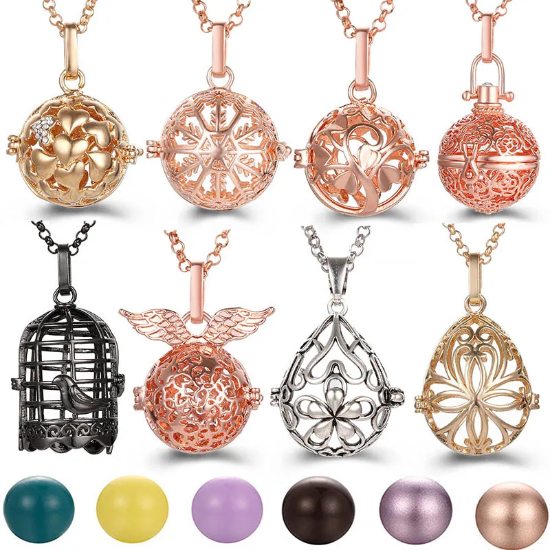 Charm Multi Styles Hollow Vintage Necklace Jewelry Pregnancy Bell Necklace Sweater Chain Aroma Pendant Women Summer Accessories