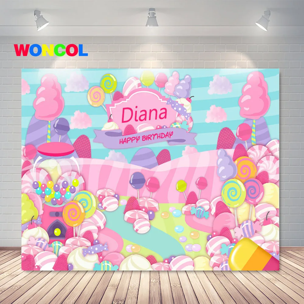 Фон для фотосъемки Woncol Candyland девочек милые конфеты на день рождения малыша фон