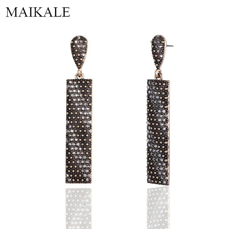 Женские серьги капельки MAIKALE винтажные квадратные микро инкрустационные стразы