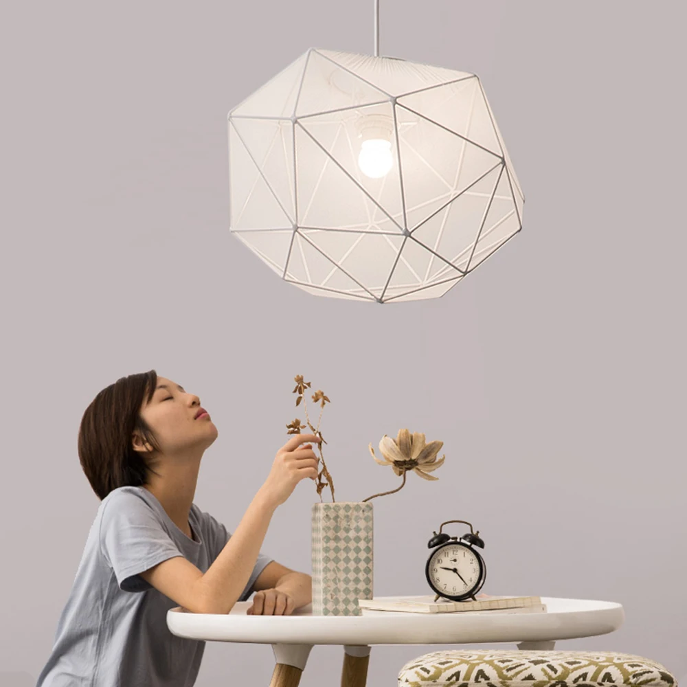 Goedkoop Doek Geometrie Opknoping Lampen Minimalistische Hanglampen Zwart En Wit Persoonlijkheid Restaurant Bar Terras Cafe Decoratieve