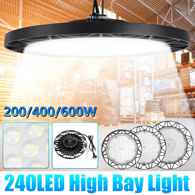 

LED High Bay Light 200W 400W 600W High Brightness Industrial Lighting Workshop Warehouse Garage LED UFO Lamp AC180-265V AU Plug