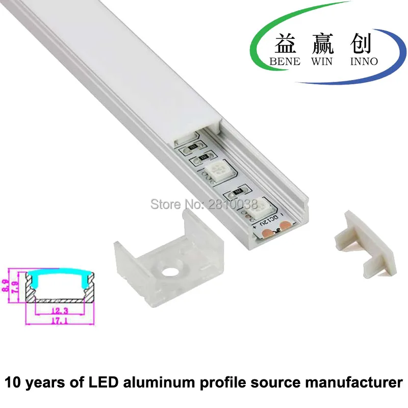 10Sets/Lot U type Led aluminum profile or U style Aluminium LED profile LED Channel profile for led strip 5050 for recessed wall