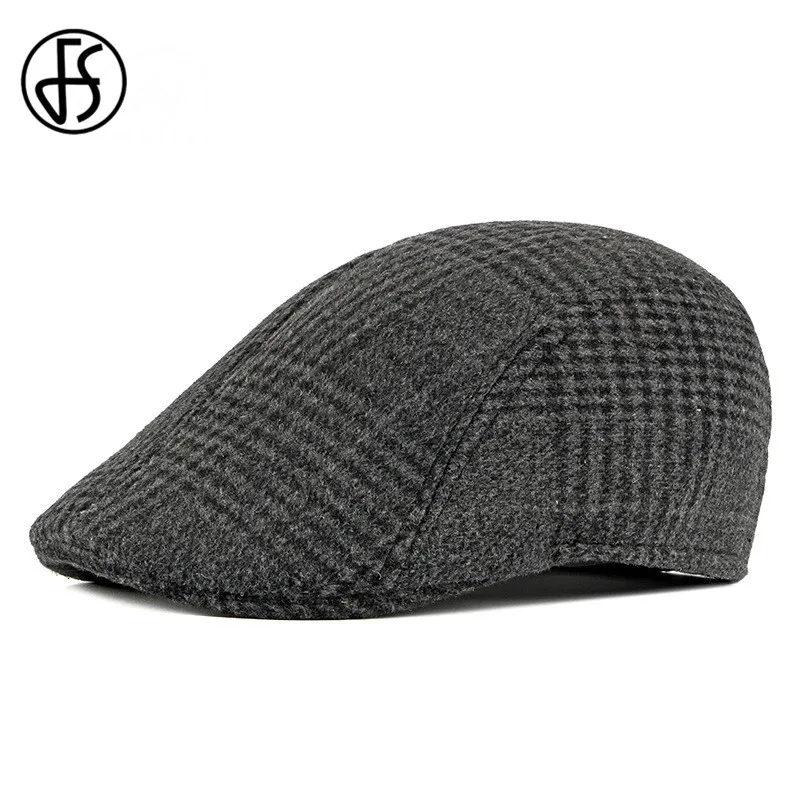 Шерстяной берет FS для мужчин и женщин регулируемые плоские черные береты в