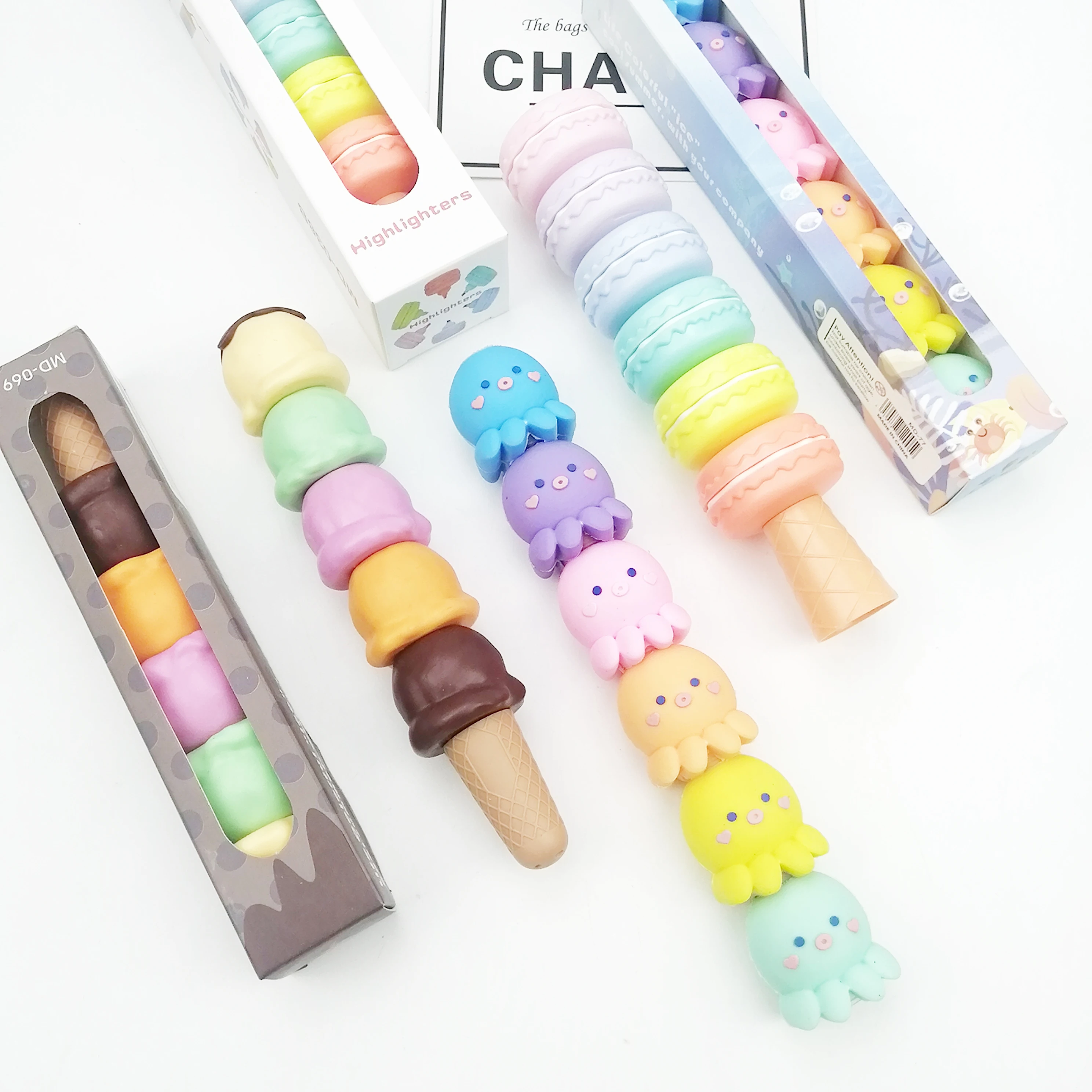 

Creative Mini Ice Cream Highlighter Kawaii 5 colors Drawing Painting Art Marker Pen School supplies Stationery gift
