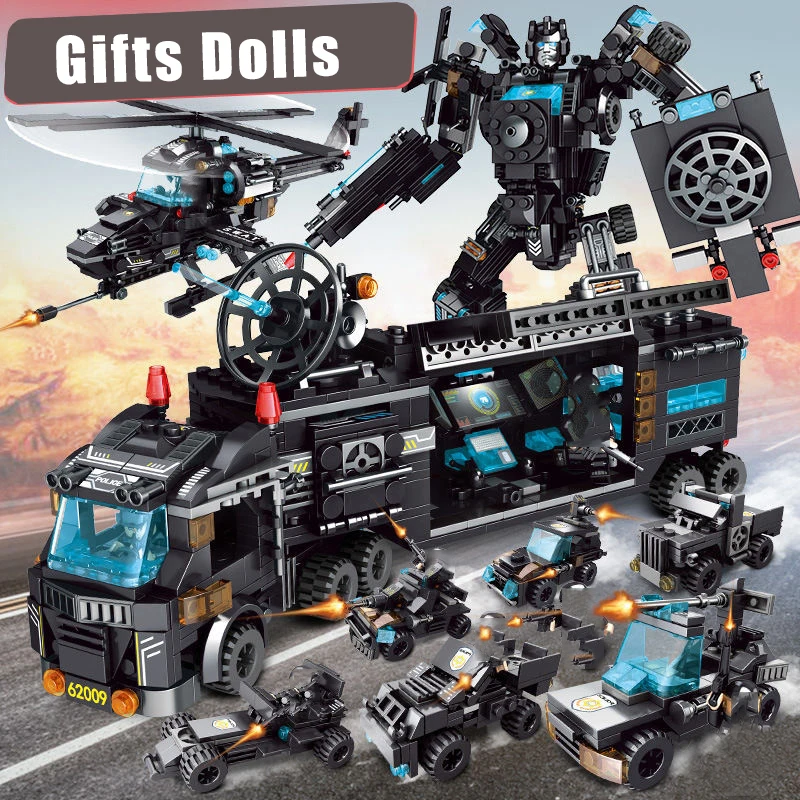 Новый город полицейский участок автомобиль строительные блоки для детей